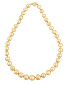 14 kt. Yellow Gold and Golden South Sea Pearl Necklace