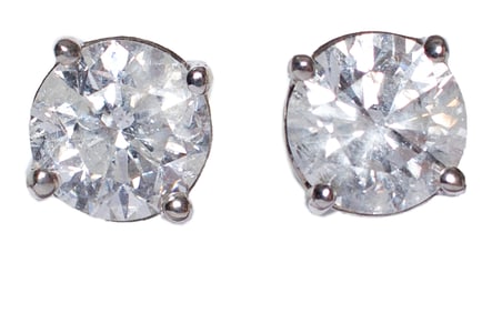 Pair of 14 kt. White Gold and Diamond Stud Earrings