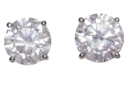 Pair of 14 kt. White Gold and Diamond Stud Earrings