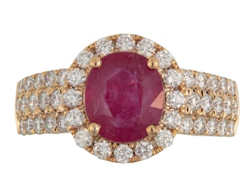 Platinum, Yellow Gold, Ruby and Diamond Ring