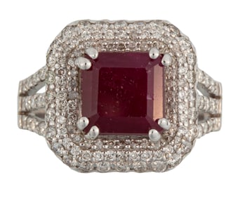 14 kt. White Gold, Ruby and Diamond Ring