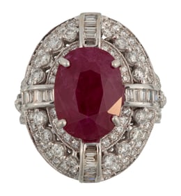 Platinum, Ruby and Diamond Ring