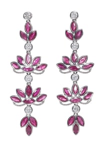 Platinum, Burmese Ruby and Diamond Dangle Earrings