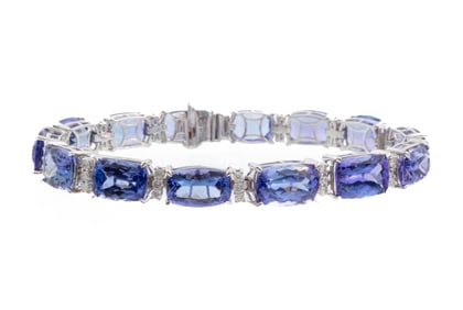 Platinum, Tanzanite and Diamond Bracelet