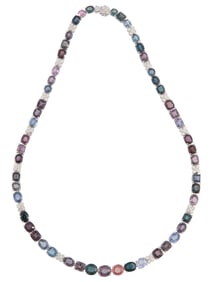 Platinum, Spinel and Diamond Necklace