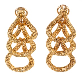 Pair of 14 kt. Yellow Gold Dangle Earrings