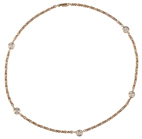 14 kt. Yellow Gold and Diamond Chain Necklace