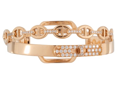 Hermès [Hermes] 18 kt. Gold and Diamond “Alchemie” Bracelet