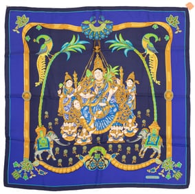 Vintage Hermès [Hermes] "Beloved India" Silk Scarf 90