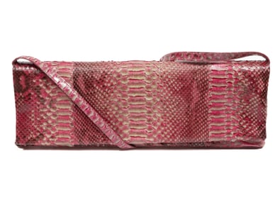 Giorgio Armani Magenta Python Clutch Handbag