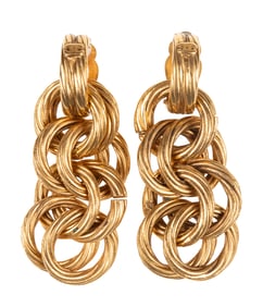 Pair of Vintage Chanel Chain Link Dangle Earrings