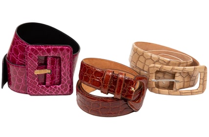 Vintage Yves Saint Laurent Rive Gauche Pink Alligator Belt