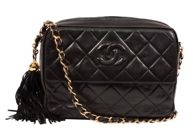 Vintage Chanel Black Quilted Calfskin Leather Bag