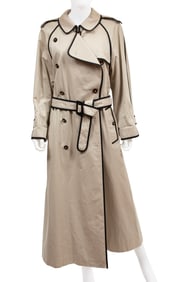 Vintage Chanel Trench Coat with Black Piping