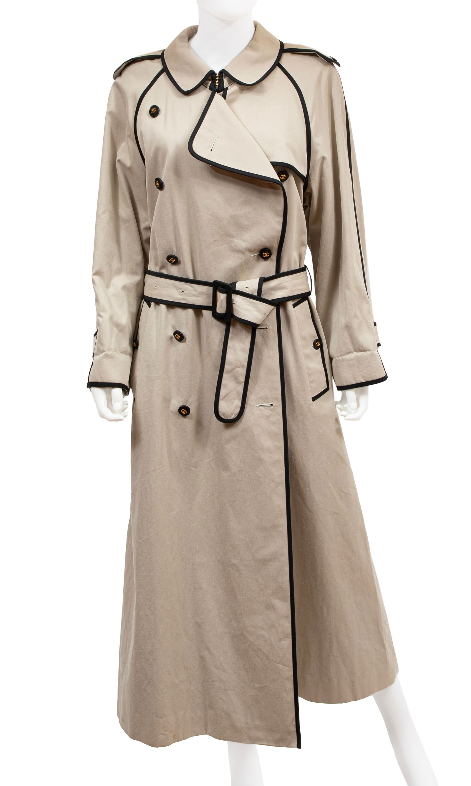 Vintage Chanel Trench Coat with Black Piping (1 of 4)