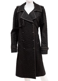 Chanel Black Quilted Trench Coat with Chain Link Trim, Fall/Winter 2004