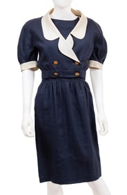 Vintage Chanel Navy Linen Dress and Jacket, c. Spring/Summer 1988