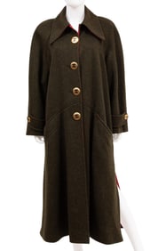 Vintage Chanel Military Green Wool Coat, Fall/Winter 1992