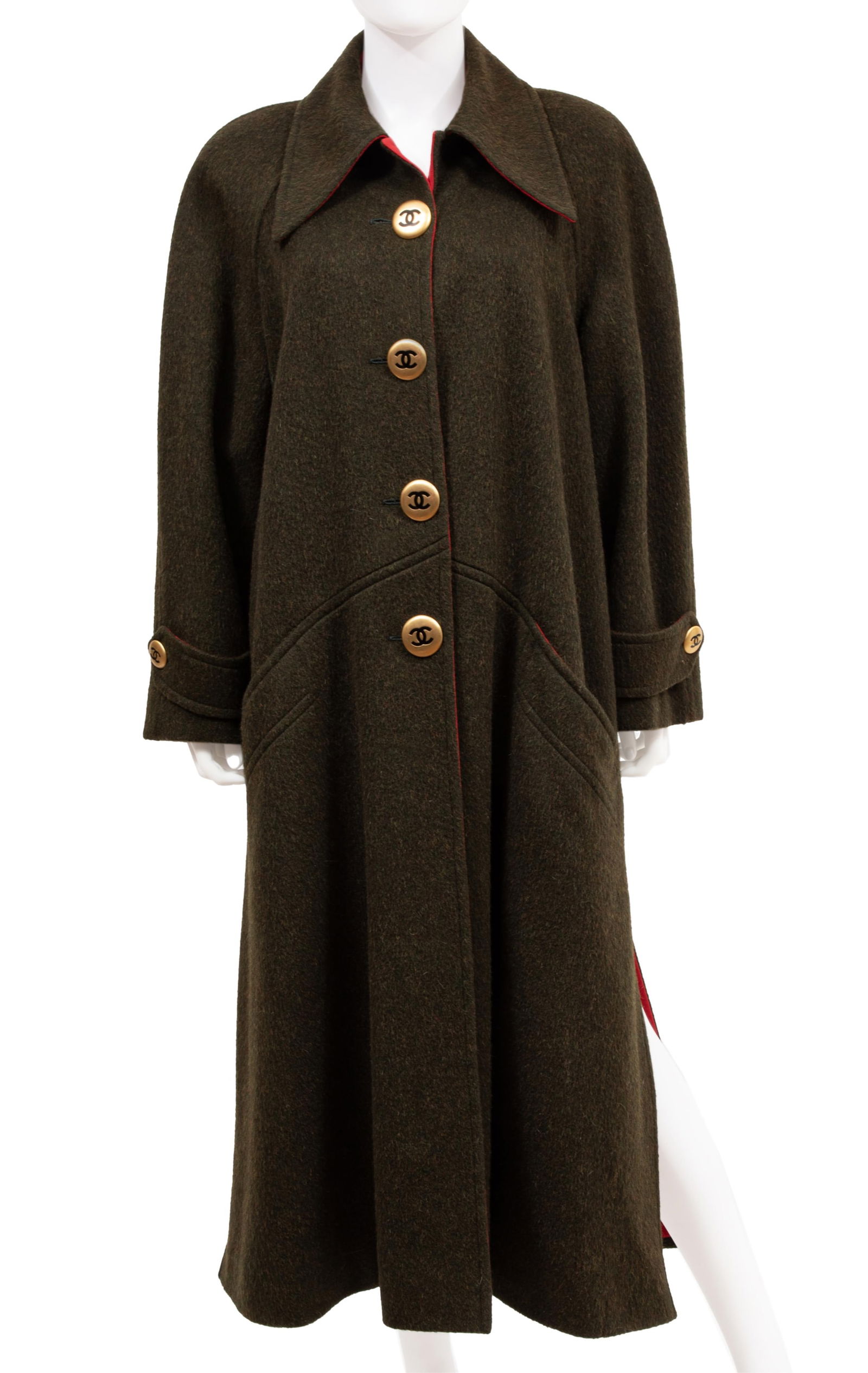Vintage Chanel Military Green Wool Coat, Fall/Winter 1992 (1 of 4)