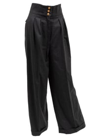 Two Pairs of Vintage Chanel Trousers with Gold-Tone Logo Buttons