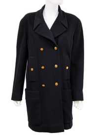 Vintage Chanel Double Breasted Navy Wool Coat and Two Cashmere Sweaters
