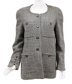 Vintage Chanel Navy and Cream Tweed Jacket