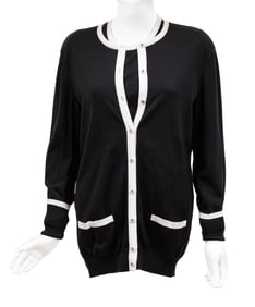 Vintage Chanel Black and White Cotton Three-Piece Knitwear Set, Spring/Summer 1998