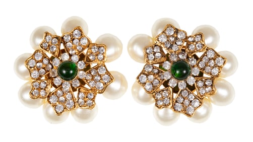 Two Pairs of Vintage Chanel Baroque Pearl Ear Clips