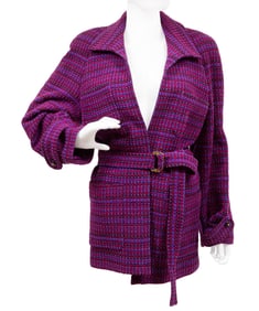 Vintage Chanel Purple Wool Belted Jacket