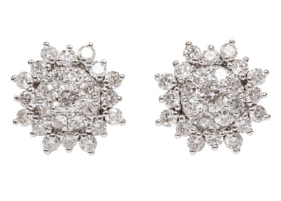 Pair of 14 kt. White Gold and Diamond Earrings