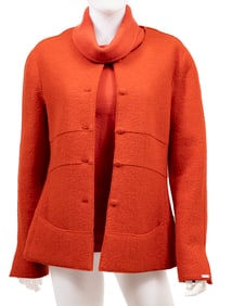 Vintage Chanel Orange Boucle Jacket and Cashmere Sweater, Fall/Winter 1999-2001