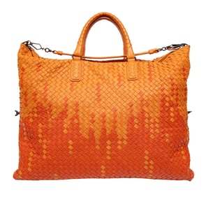 Bottega Veneta Ombre Orange Intrecciato Leather Maxi Convertible Tote