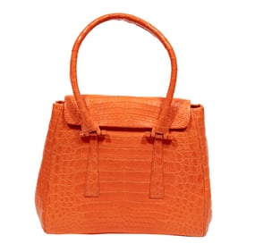Nancy Gonzales Orange Crocodile Handbag