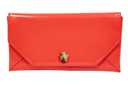 Lanvin Coral Red Patent Leather Envelope Clutch