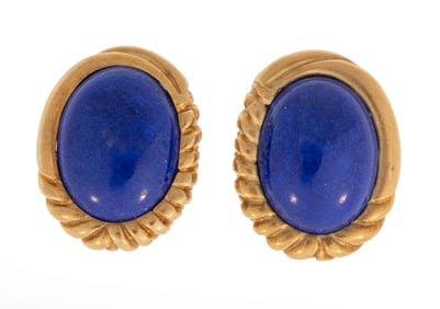 Vintage Tiffany & Co. 14 kt. Yellow Gold and Lapis Lazuli Earrings
