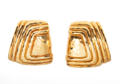 Pair of Henry Dunay 18 kt. Yellow Gold Earrings