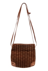 Vintage Bottega Veneta Suede Butterfly Jacquard Crossbody Handbag