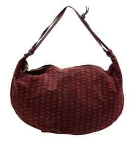 Vintage Bottega Veneta Burgundy Suede Butterfly Jacquard Hobo Handbag