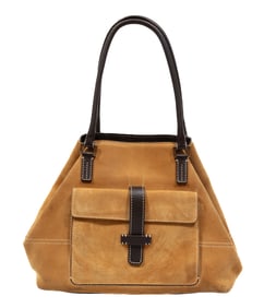 Loro Piana Camel Suede and Brown Leather Globe Tote