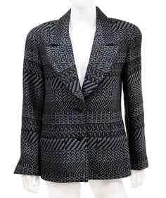 Vintage Chanel Black and Gray Wool Tweed Jacket, Fall/Winter 2000