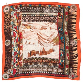 Hermès [Hermes] "La Femme aux Semelles de Vent" Silk and Wool Shawl 140