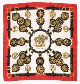 Vintage Hermès [Hermes] "Cuivreries" Silk Scarf 90 in Original Box