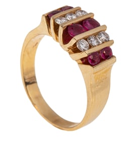 14 kt. Yellow Gold, Ruby and Diamond Ring