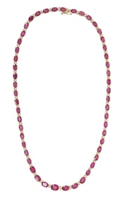14 kt. Yellow Gold, Ruby and Diamond Necklace