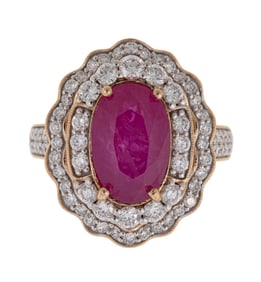 Platinum, Burmese Ruby and Diamond Ring