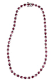 Platinum, Ruby and Diamond Necklace
