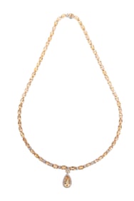 Platinum, Imperial Topaz and Diamond Necklace