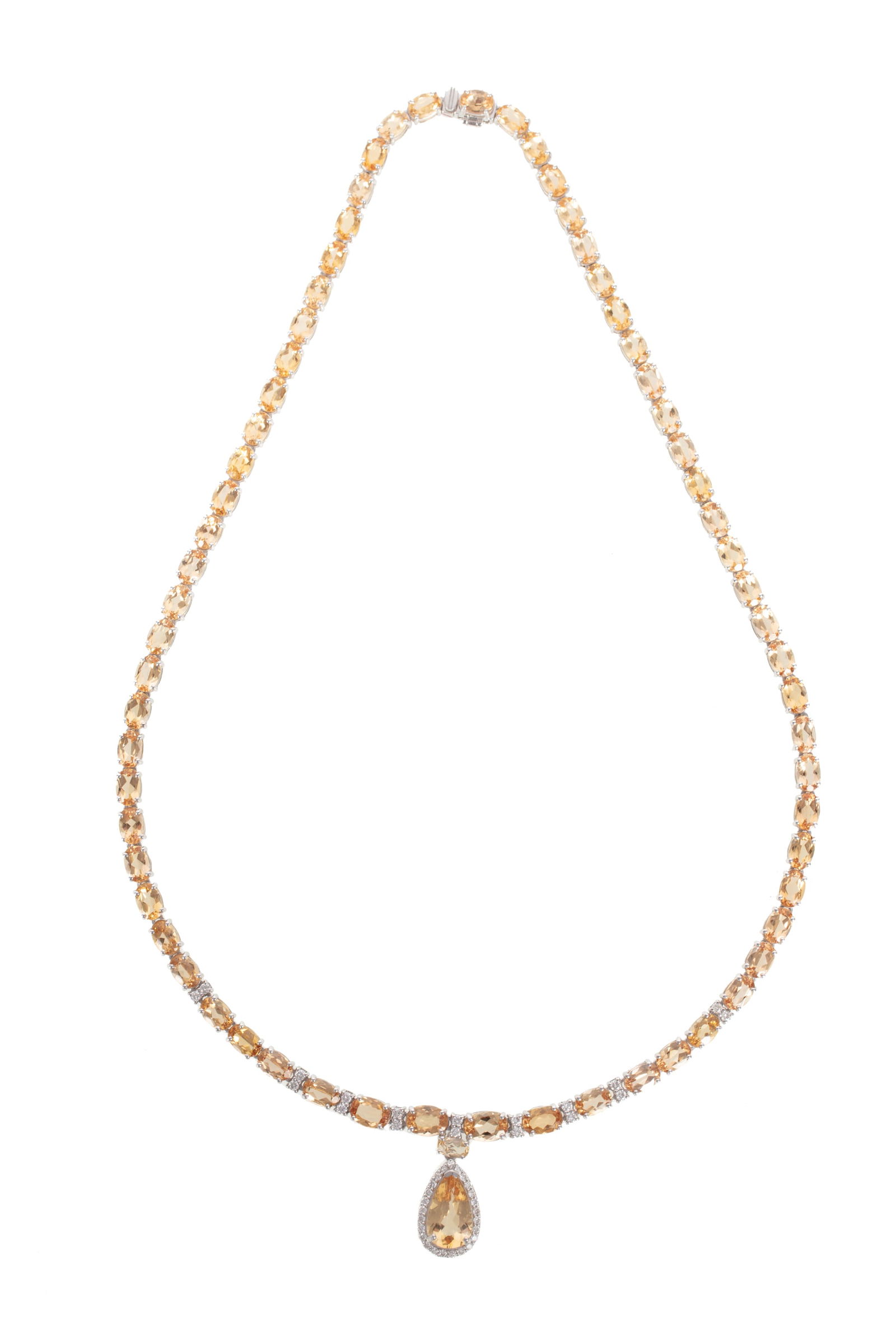 Platinum, Imperial Topaz and Diamond Necklace (1 of 4)