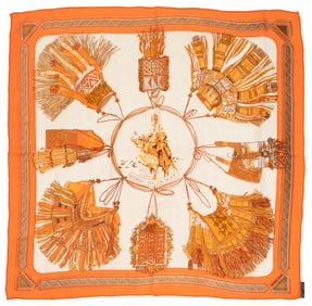 Hermès [Hermes] "Cuirs du Desert" Cashmere and Silk Shawl 140