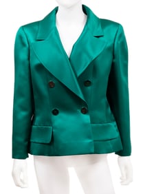 Vintage Chanel Green Silk Double Breasted Jacket, Fall/Winter 2001